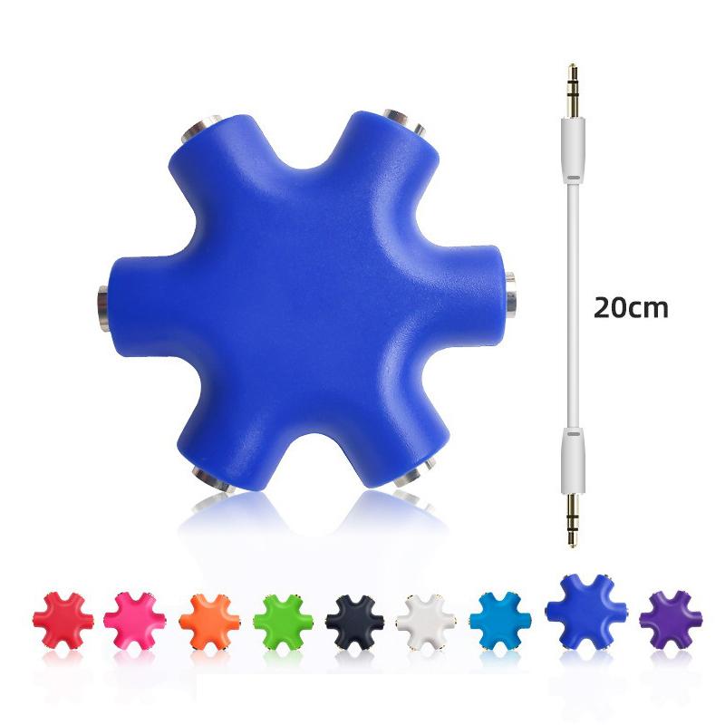 6 Ports Headphones Aux Splitter 6 In 1 Smart Accessories Audio Aux Cable Splitter 3.5mm 1 Male To 5 Female Jack Share Adapter