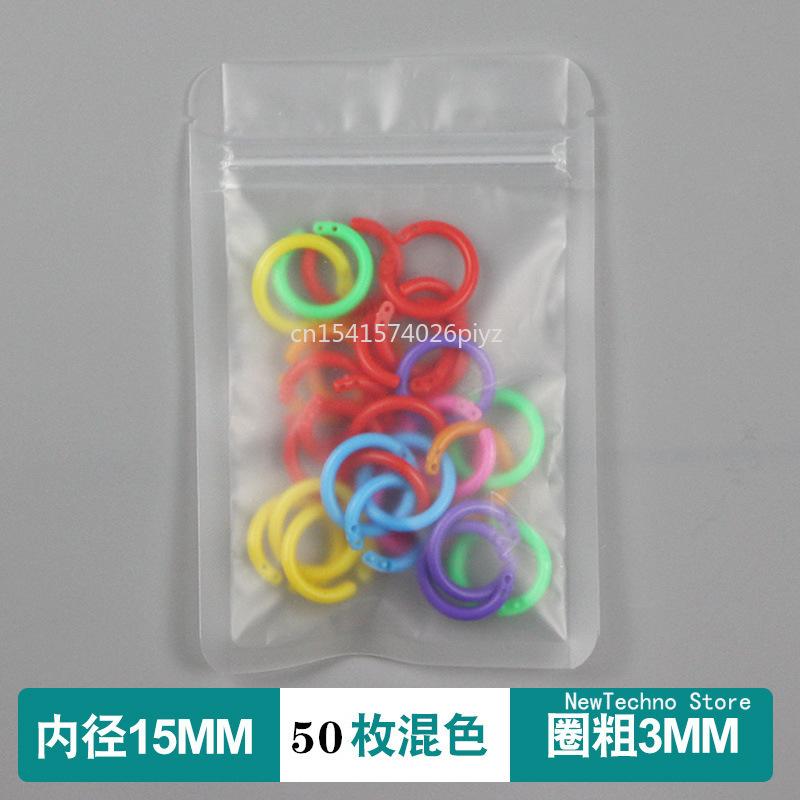 

50Pcs Mixed colors 15-40mm Plastic Ring Binder DIY Albums Circle Loose-leaf Book Hoops Opening Office Binding Supplies