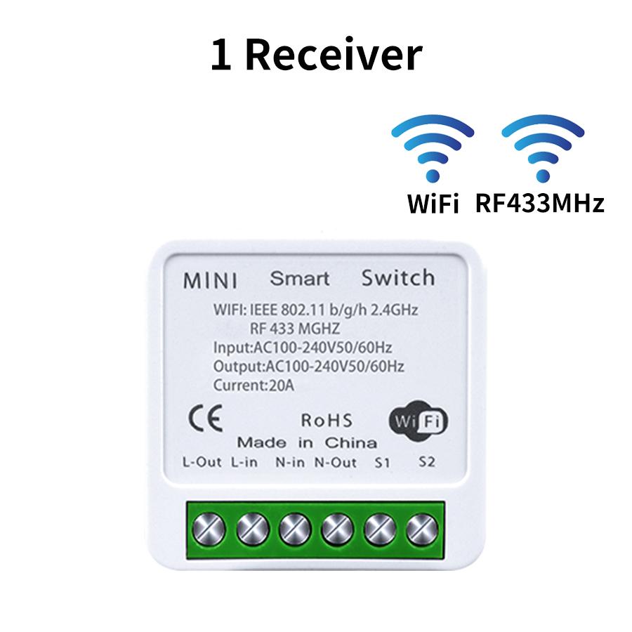 Smart Tuya WiFi Switch 16A Receiver Relay RF 433Mhz Wireless Round Button Remote Smart Life APP Voice Control Alexa Google Home