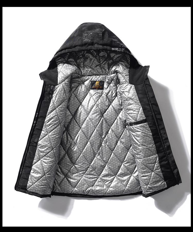 Men's Winter Camouflage Hooded Jacket with Graphene Lining & Extra Warmth