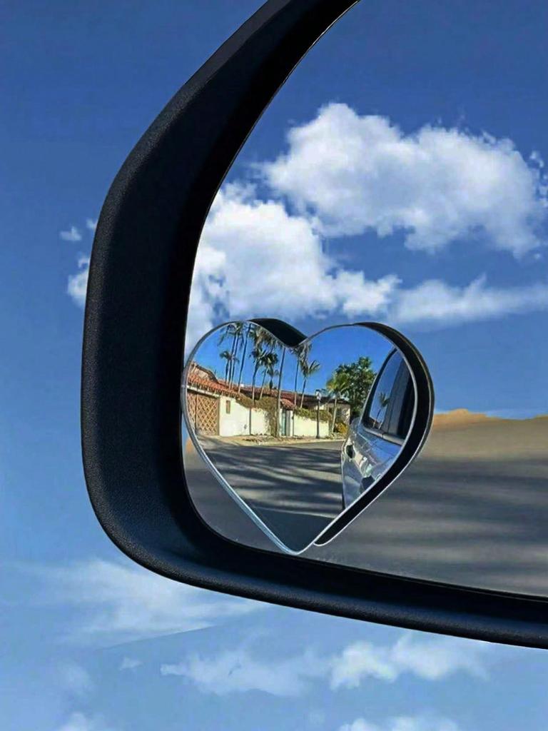 1 Coppia Specchietti Retrovisori per Angolo Cieco Auto a Forma di Cuore, Specchio Convesso Grandangolare a 360°, Specchietto Ausiliario Parcheggio Universale Senza Cornice