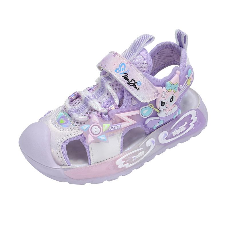

Kids Sandals Shoes Kuromi Mesh Beach shoes Summer Shoes For Girls Anti-slip Soft Thick Bottom Pink Purple Shoes Size 23-36 37