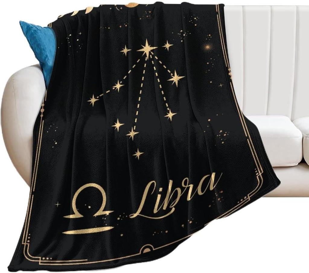 Twelve Zodiac Signs Patterns Printed Blanket for Sofa Bed Travel Camping Living Room Conditioning Blanket for All Seasons Gifts