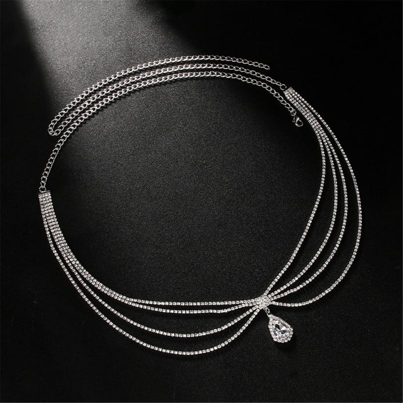 Chain Belt For Women Waist Chain Belt Water Drop Chain Belly Chain For Dress Western Rhinestones Belt Waist Chain