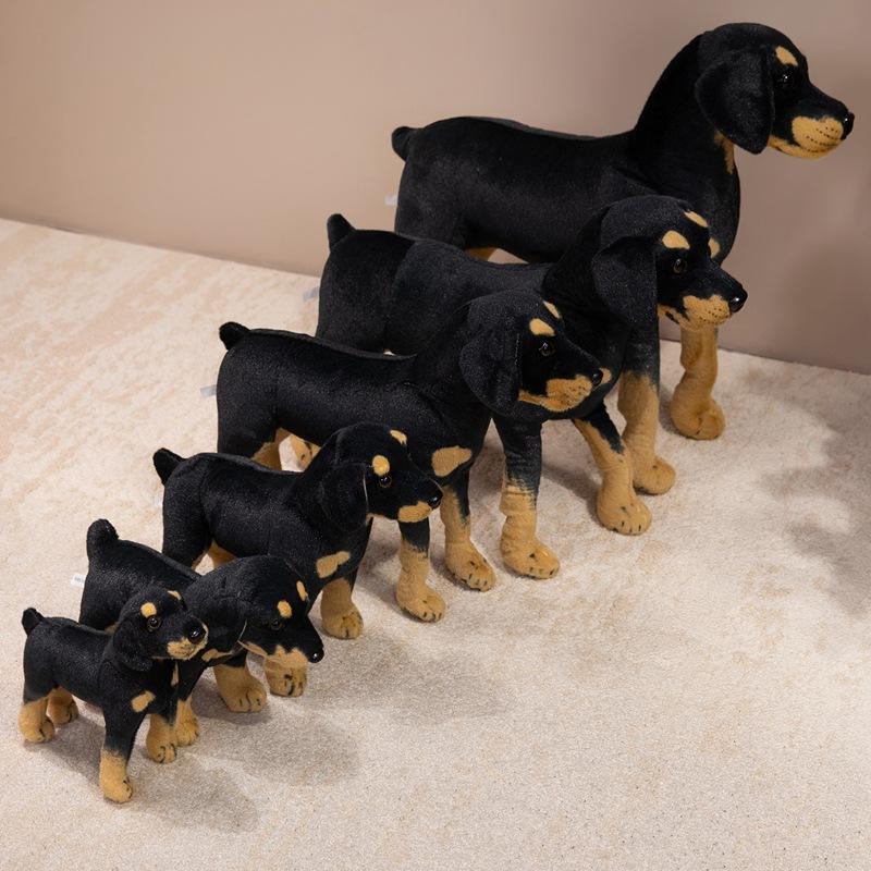 Cute simulation black dog doll plush toy puppy dog doll home decoration children's soothing rag doll