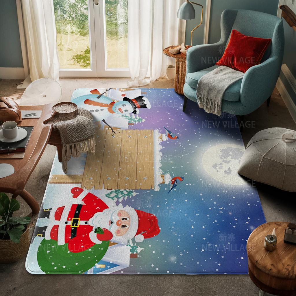 House Entrance Carpet Home Door Mat Living Room Bath Foot Bathroom Non-slip Water Absorption Rugs Bath Merry Christmas Winter