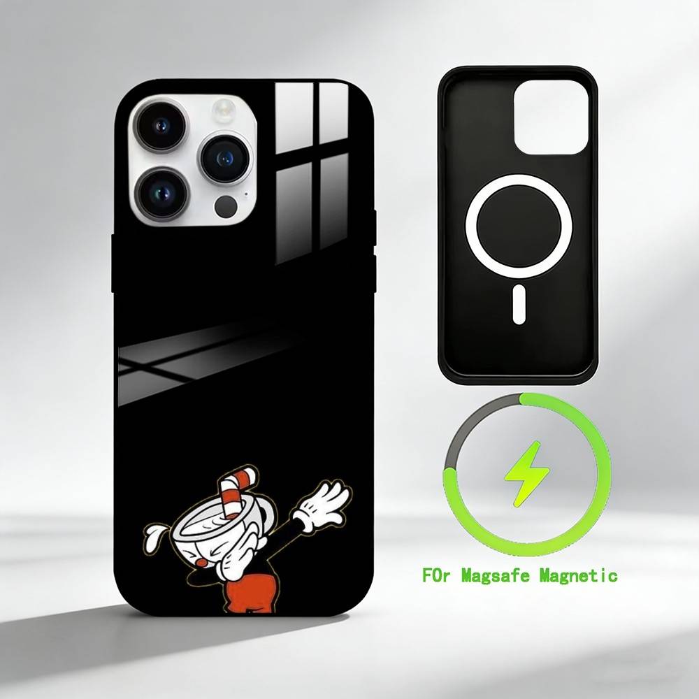 C-Cuphead Phone Case For iPhone 17 16 15 14 13 12 Pro Max Plus for Mirror Wireless Magnetic Cover