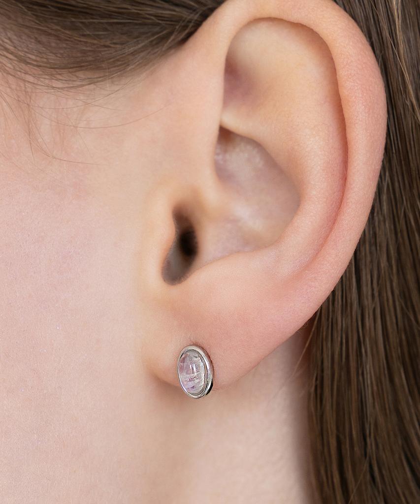 Tatiana (Silver 925) Oval Gem Earrings Ec3267