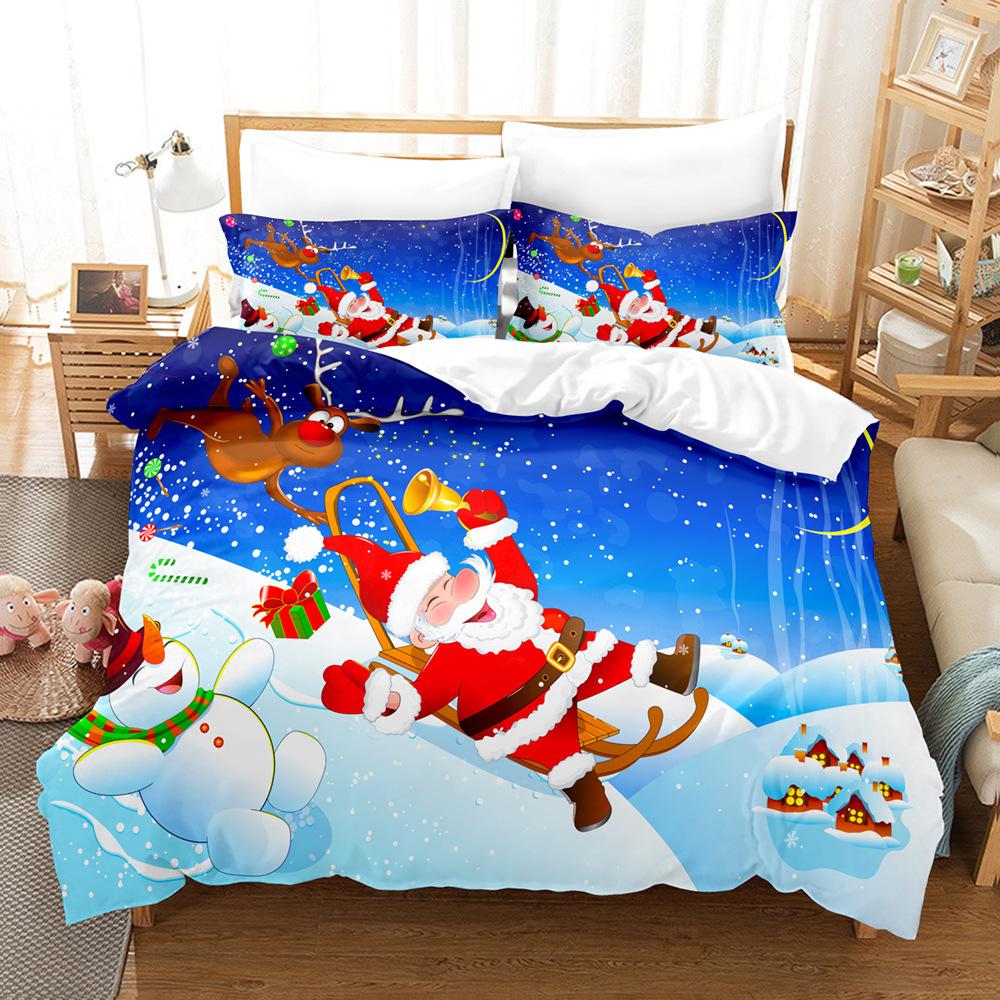 3D Digital Printing Three-Piece Set, Santa Series, Printed Bedding Kit