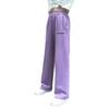 2023 New Style Girls' Velvet-Lined Wide-Leg Sports Pants for Spring and Autumn
