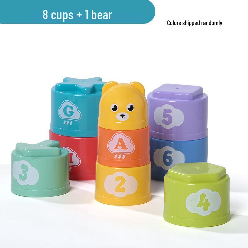 Cross-Border Educational Rainbow Tower: Children s Ring Toss & Number Stacking Blocks for Early Cognitive Development.