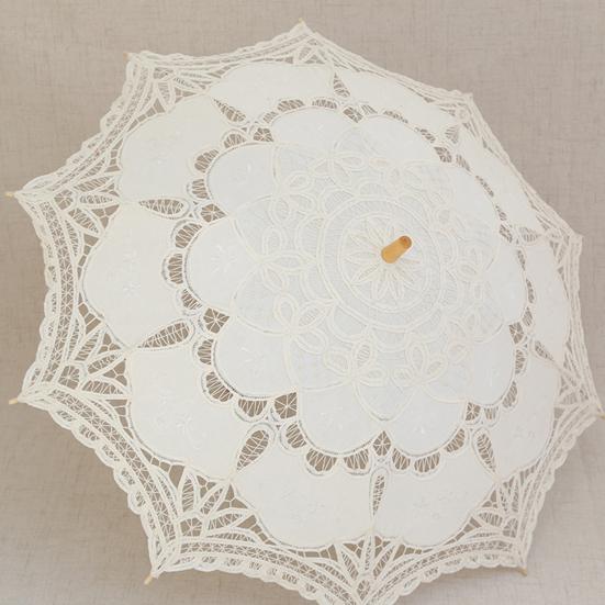 Exquisite Umbrella Multi-use Cotton Lace Flower Pattern Visual Effect Sunshade for Photography