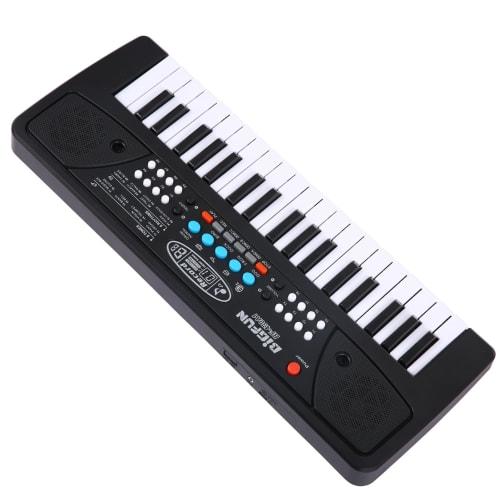 Btuty USB Electronic Organ, Electric Piano with Microphone, Black Digital Music Keyboard with Built-in Stereo Speaker, 16 Tones, 8 Rhythms, 6 Demo Son