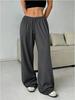 New summer quick-drying breathable women's yoga sports trousers solid color drawstring loose wide-leg trousers