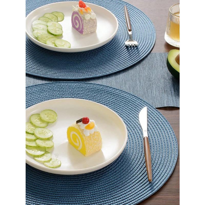 15-Inch Round Woven PP Placemats, Multi-Color Options, Washable Non-Slip Heat-Resistant Table Mats Coasters