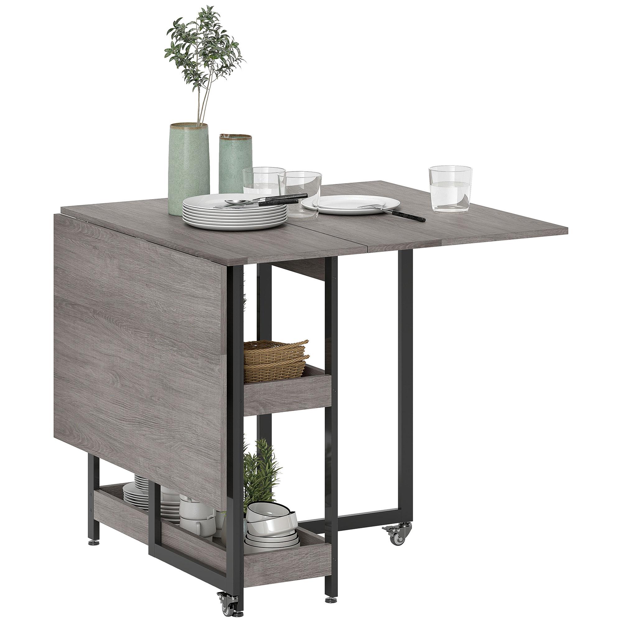 Four-Person Drop Leaf Table - Grey