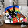Rainbow Bing Friends Singing Flannel Blanket, Soft Polyester, Modern Design, All-Season for Camping, Travel, Gifts for holidays or birthdays
