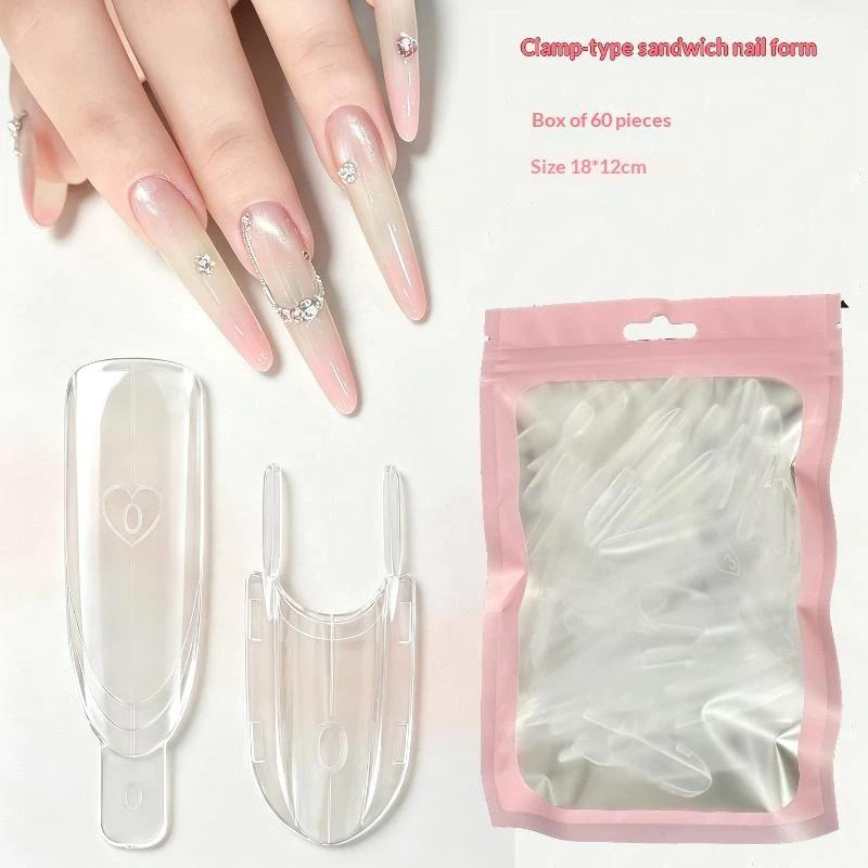 Formine Doppie Sandwich per Unghie 30/60/120 Pezzi Trasparenti Forma a Razzo Copertura Totale Stampo Superiore e Inferiore per Estensione Nail Art Manicure Riutilizzabile