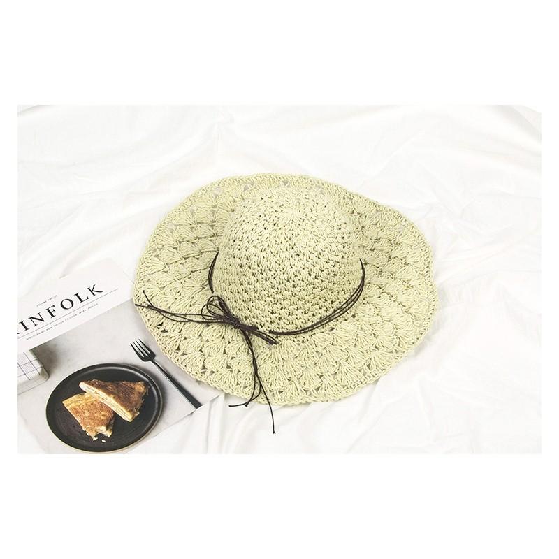 

Trendy Korean Foldable Straw Hat For Women Spring And Summer Beach Sun Protection білий