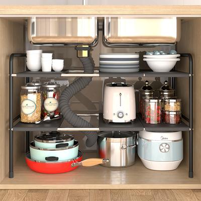 Expandable Kitchen Under Sink Shelf Flexible Layered Rack Cabinet Organizer Sundries Telescopic Holder Spice Rack Pot Storage