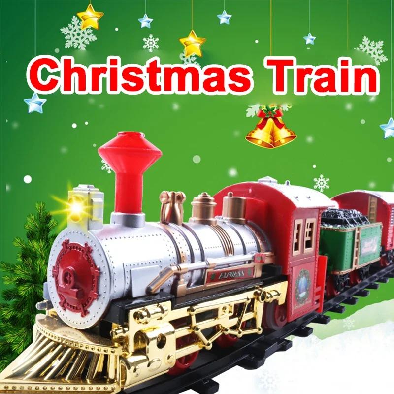 Christmas Series Train Track Electric Steam Track Train Model Lights Children's Holiday Gifts Music Santa Claus Train Set