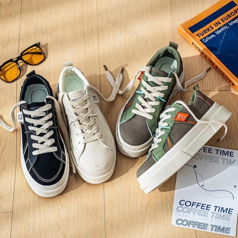 Mode Modetrend Lässige Schuhe mit dicker Sohle für Herren 2025 Frühling Neu Low Top Bequem Rutschfest Schnürschuhe Vielseitige Plateau-Sneaker