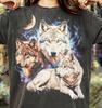 Vintage Three Wolves Galaxy Moon Comfort Colors® Tshirt, Animal Lover Retro Space Wolf Faded Tee, Nature Y2K Wolf Gift