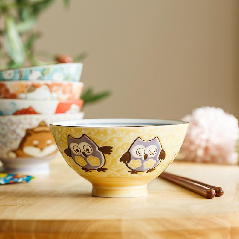 Japanese Import Shiba Inu Underglaze Ceramic Bowl Small Rice Dish Cat Dog Pet Tableware Set