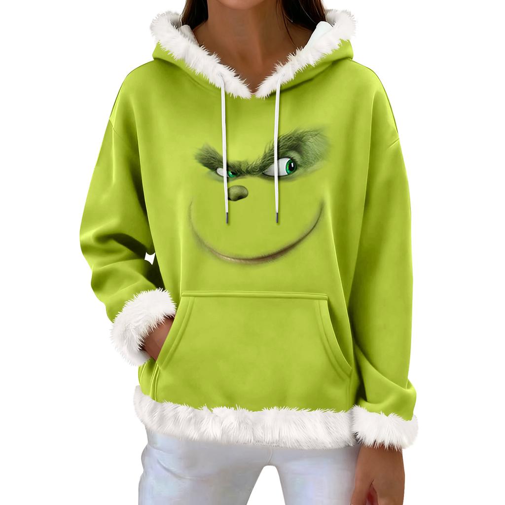 Women's Casual Fashion Print Long Sleeve Hooded Sweatshirt Top