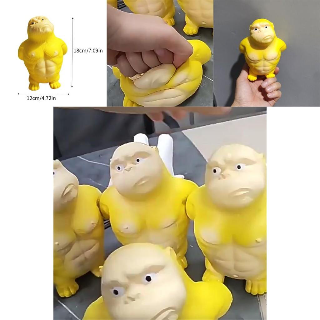 Yellow Gorilla Stress Relief Toy Fun Rebound Bouncy Desktop Decor Kids Gift