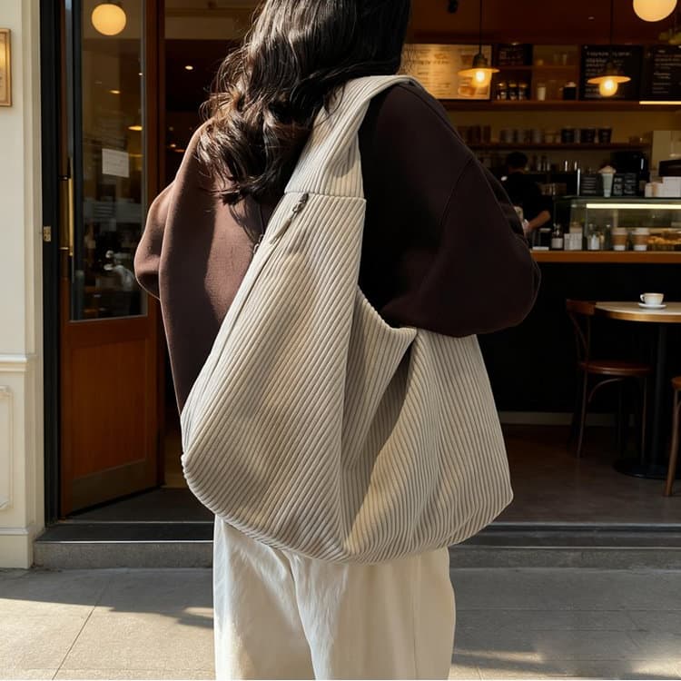 Vintage Corduroy Tote Bag Women's Shoulder Messenger Bag