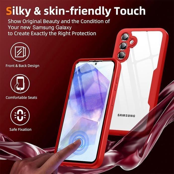 Coque pour Samsung Galaxy S25 Plus (Galaxy S25+) Protection Intégrale Avant TPU Souple et Arrière PC Rigide- Rouge