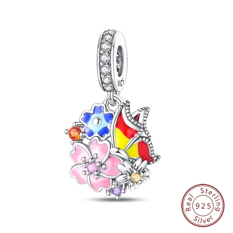 Copper Flowers Butterfly Creative Garden Mushroom Snail Charms Beads Fit Original Bracelets Diy Jewelry