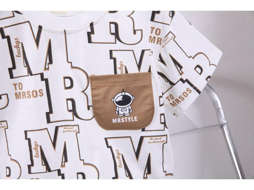 Korean Style Boys' Summer Two-Piece Suit - Short-Sleeved, Full Print for Small To Medium-Sized Kids