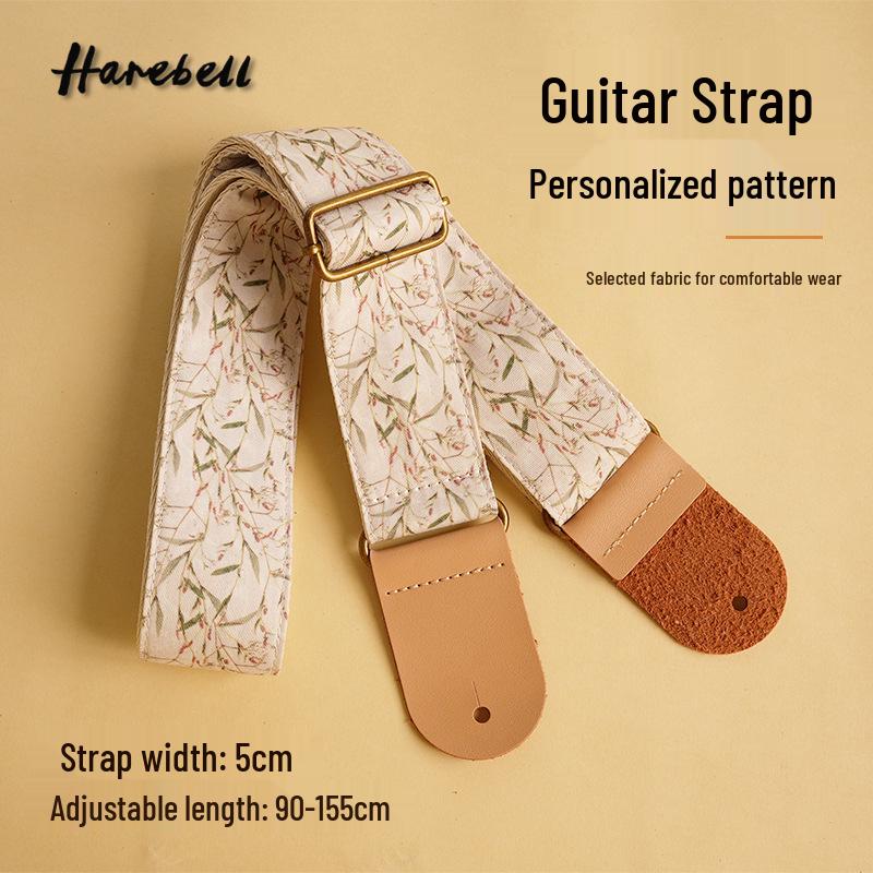 

Chinese Style Plant Pattern Crossbody Guitar Strap - White & Green, Reliable Load-Bearing, Festival Grass Design (PO-066) 90-155 cm