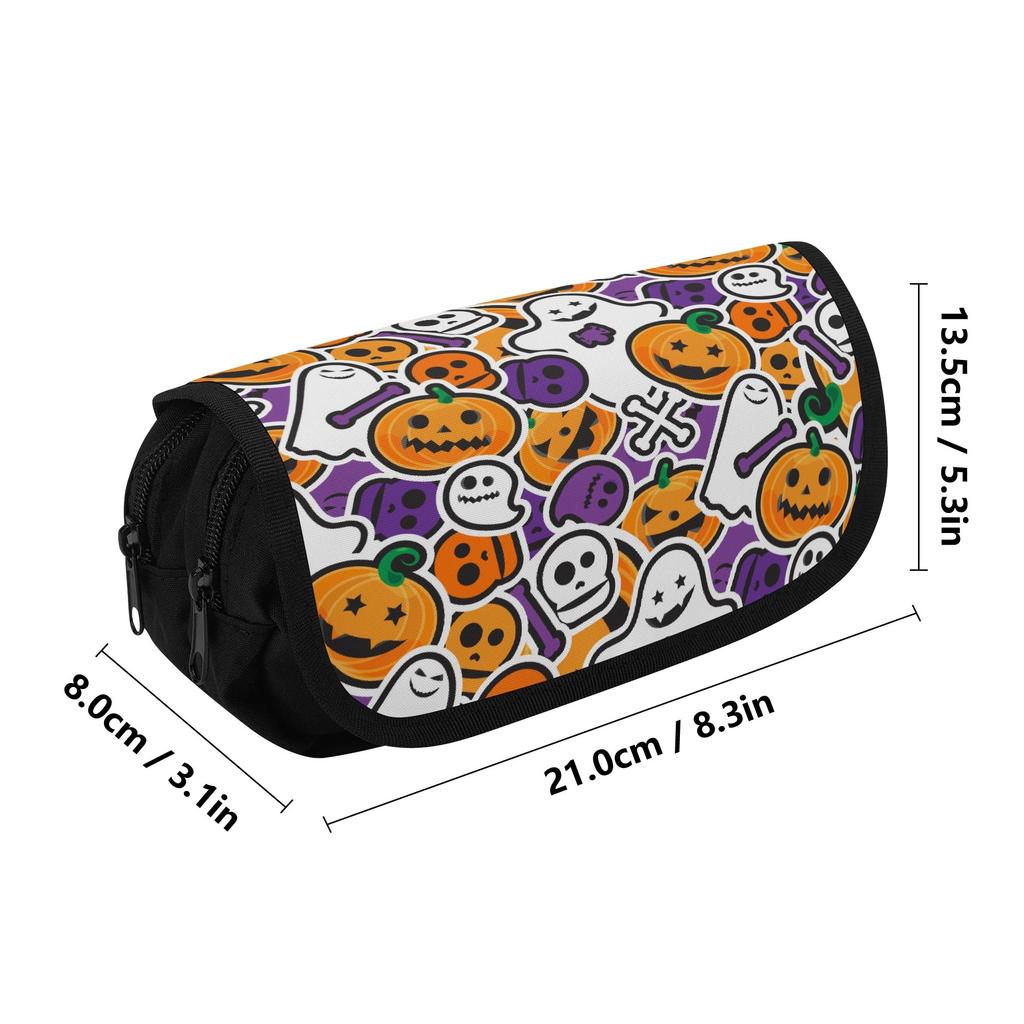 Pen Case 300D Polyester Double Zipper Double Layer with Two Compartments for Pens Ruler Scissors Earphones for Boys Girls