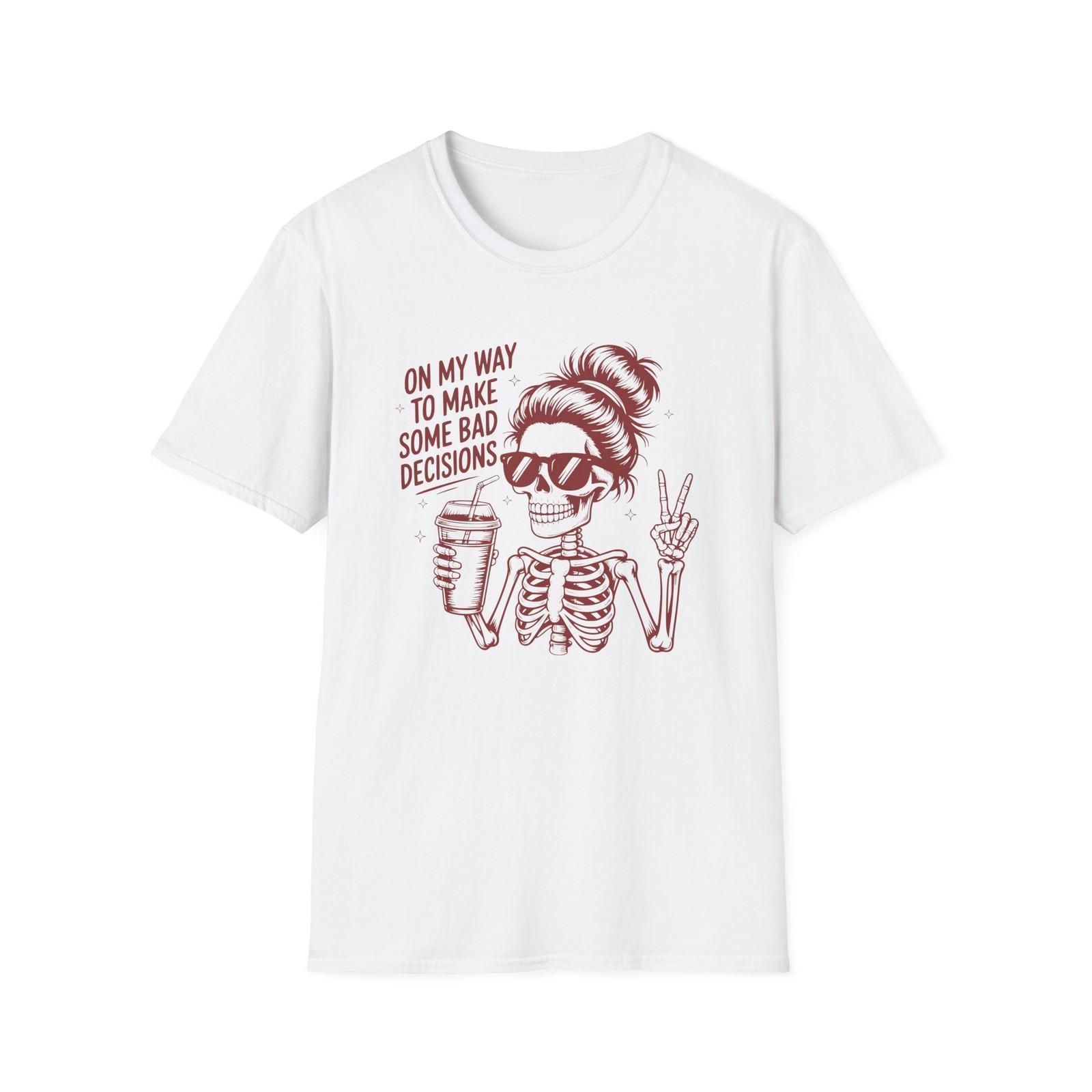 Skeleton Girl with Coffee T-Shirt | On My Way To Make Some Bad Decisions S разноцветный