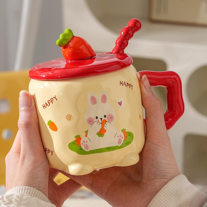 Iepure de Valoare Ridicată cu Capac Acasă Drăguț Birou Cană de Mic Dejun Cutie Cadou Cană Ceramică