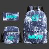Large Capacity Schoolbag with Shoulder Strap; Student Three-piece Pencil Case Set