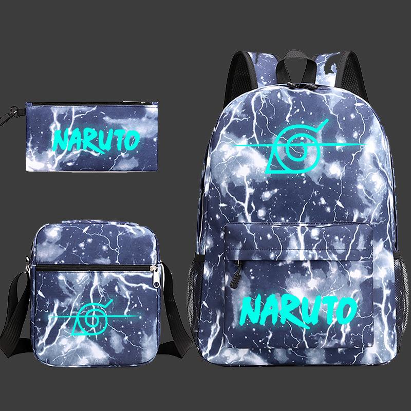 Large Capacity Schoolbag with Shoulder Strap; Student Three-piece Pencil Case Set