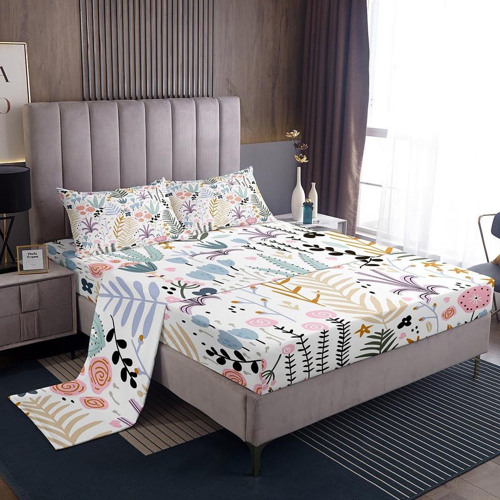 Cute cartoon animal pattern bed hat four-piece bedding set bedroom dormitory bedding decoration
