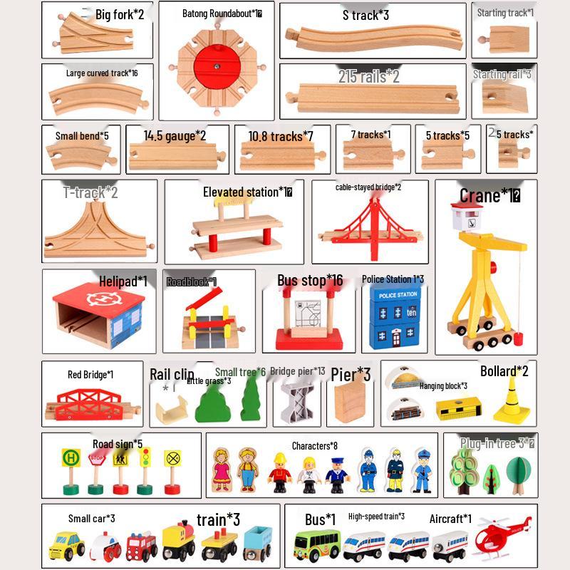133-teiliges Holzschienen-Elektrozugset für Kinder