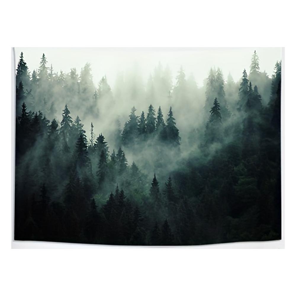 

1pc Misty Forest Tapestry Nature Foggy Tree Backdrop Wall Hanging for Living Room Bedroom Office Tranquil Mountain Lands 74x94cm(29x37in)