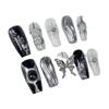 Stylish Matte Metallic Press-On Nails With Butterfly Relief Design Medium Length Reusable Fake Trendy Girls