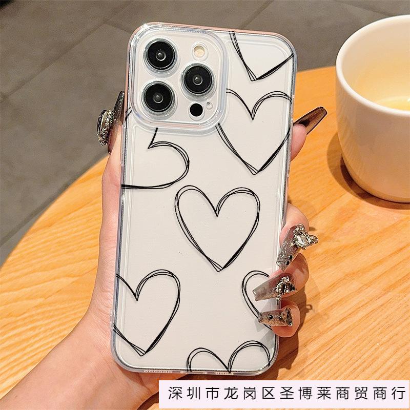 Simple and transparent love for iPhoneXSMAX Apple 11/12/13/14/15/16 ProMax mobile phone case
