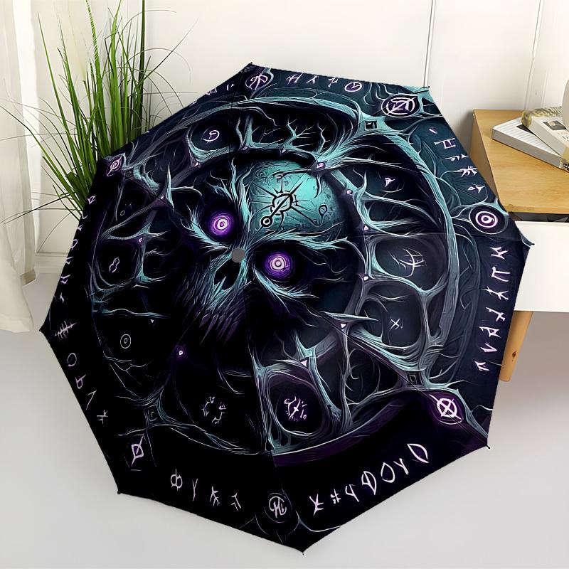 1pc Gothic Skull Mandala Automatic Open/Close Umbrella, Folding Compact Umbrella with Lightweight Design for Women/Menyy251028189