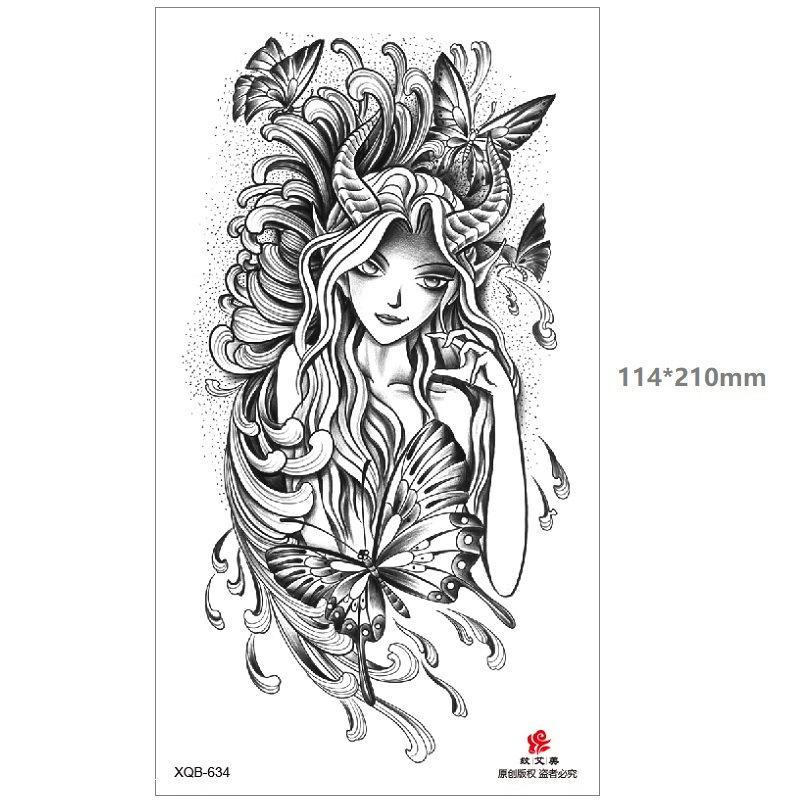 

Дракон Волк Тигр Черный Водный Переводной Имитация Одноразовый Временный Набор Животных Татуировки Наклейка На Половину Руки 114*210MM