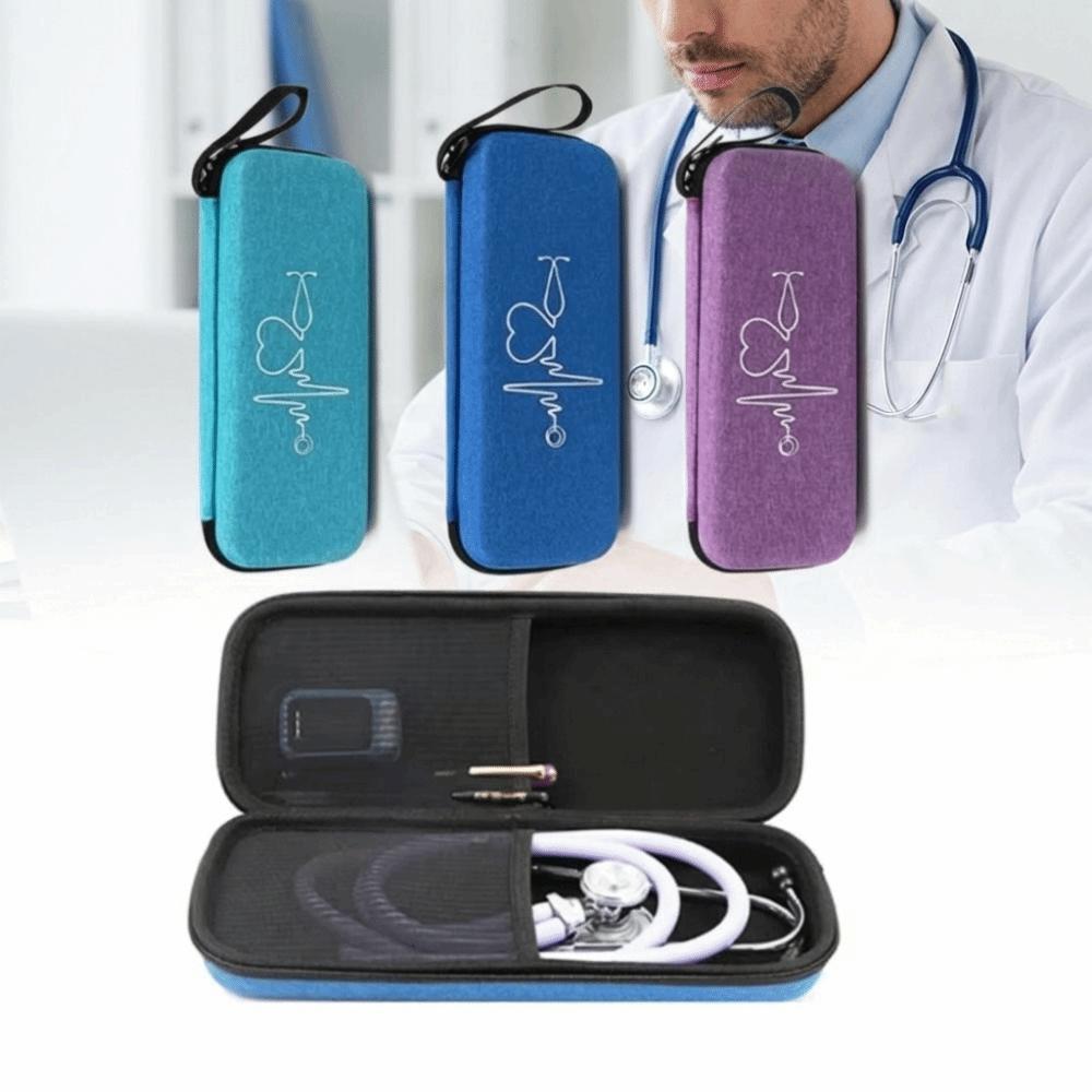 Multi-functional EVA Stethoscope Storage Bag Shockproof Hard Shell Portable Storage Box Mesh Pockets Zipper Emergency Bag Office