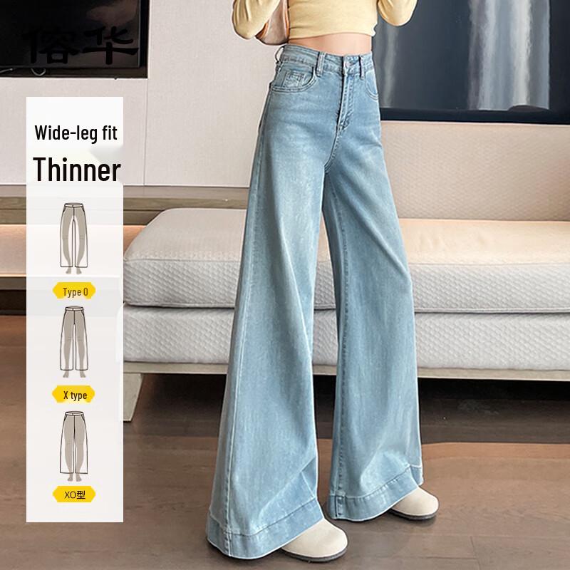 

Женские джинсы из денима с высокой посадкой и широкими штанинами M