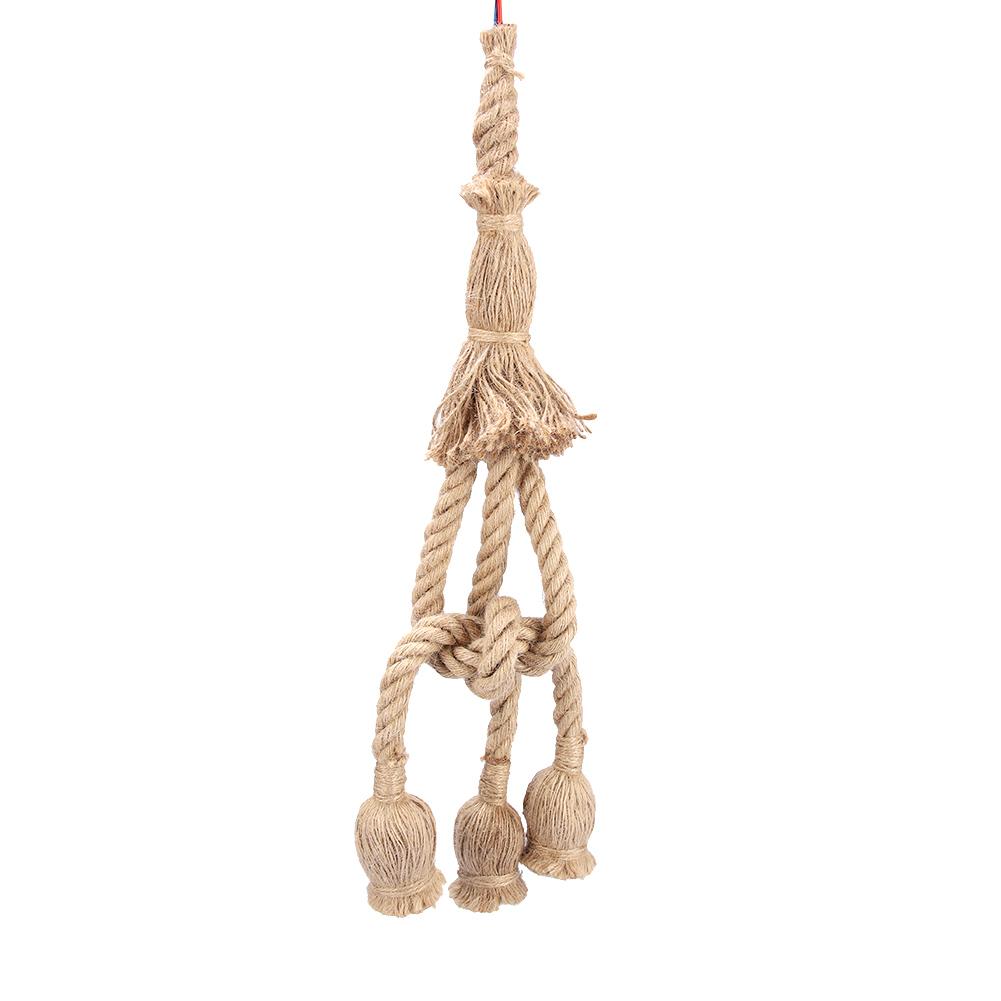 0.5m E27 Vintage Hemp Rope Ceiling Light Base Pendant Lamp Bulb Holder 85-265V (3*holder)